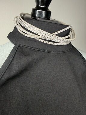 Swarovski Crystal Glam Statement Choker Necklace Silver Rhinestone Multi Layer